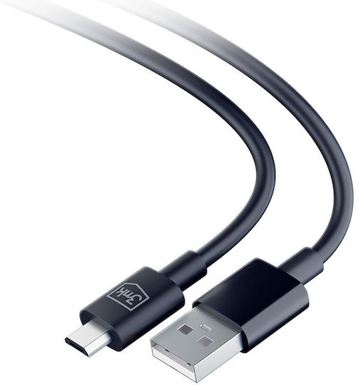 3MK Regular USB 2.0 to micro USB Cable Μαύρο 1.2m - Image 2