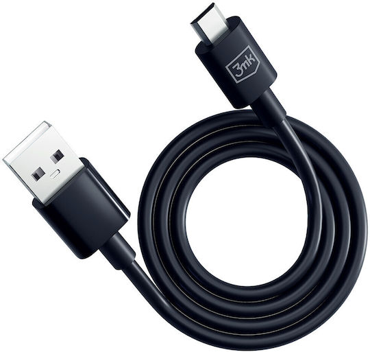3MK Regular USB 2.0 to micro USB Cable Μαύρο 1.2m - Image 3