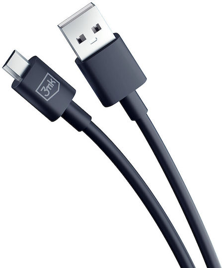 3MK Regular USB 2.0 to micro USB Cable Μαύρο 1.2m - Image 4