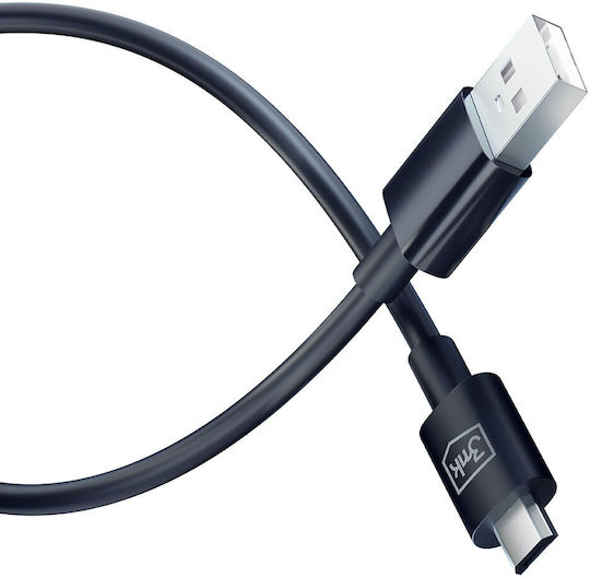 3MK Regular USB 2.0 to micro USB Cable Μαύρο 1.2m - Image 5