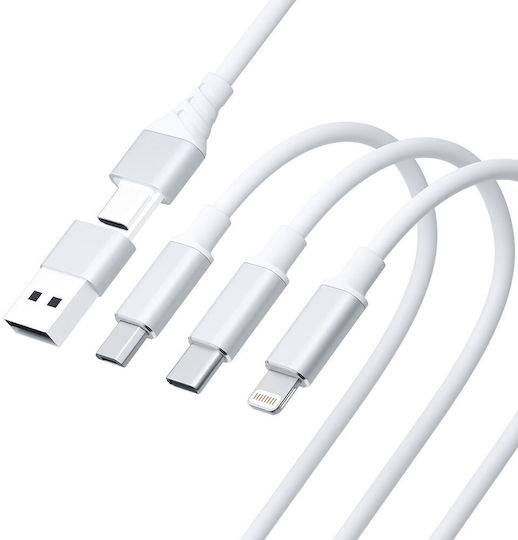 3MK Braided USB to Lightning / Type-C / micro USB Cable 3A Λευκό 1.5m - Image 7
