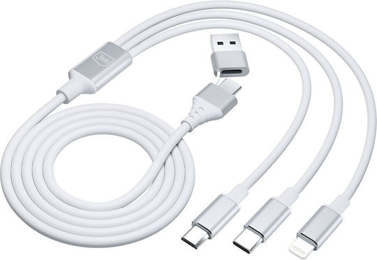 3MK Braided USB to Lightning / Type-C / micro USB Cable 3A Λευκό 1.5m - Image 8