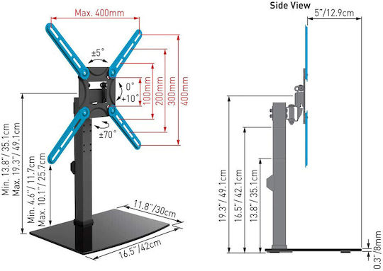 Barkan S320.B Επιτραπέζια Βάση Τηλεόρασης έως 65" και 10kg Μαύρο - Image 3