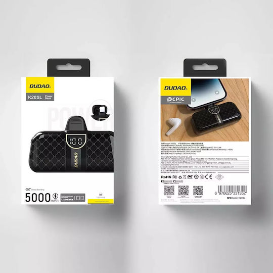 Dudao Mini Power Bank 5000mAh Μαύρο - Image 3