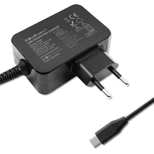 Qoltec Φορτιστής με Ενσωματωμένο Καλώδιο GaN USB-C 45W Μαύρος (POWER PRO) - Image 5