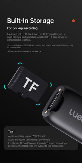 Hohem MIC-01 Type-C Ασύρματο Δυναμικό Μικρόφωνο Πέτου, Clip On για Φωνητικά - Image 12