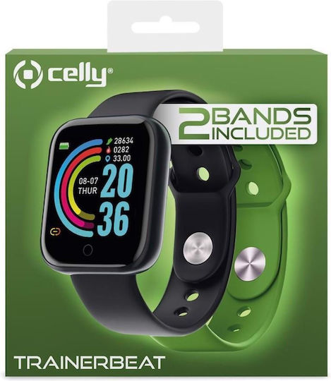 Celly TRAINERBEAT Smartwatch (Μαύρο / Πράσινο Λουράκι) - Image 3