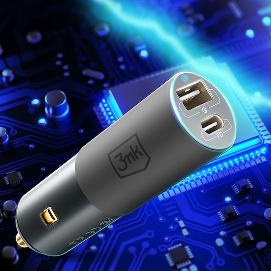 3MK Φορτιστής Αυτοκινήτου HyperCar 100W με Θύρες: 1xUSB 1xType-C Μαύρος 3MK3754 - Image 3