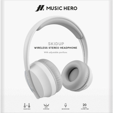 SBS Music Hero Skidup Ασύρματα Bluetooth On Ear Ακουστικά με 20 ώρες Λειτουργίας Λευκά - Image 2