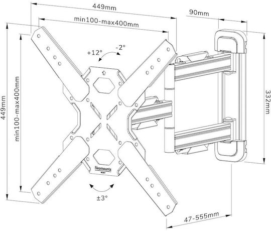 Neomounts S55143772 Βάση Τηλεόρασης Τοίχου έως 65" και 40kg Ασημί - Image 3