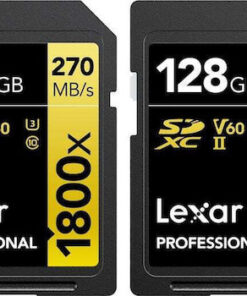 Lexar Professional 1800x SDXC 128GB Class 10 U3 V60 UHS-II με αντάπτορα