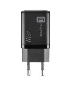 Cellular Line Φορτιστής Χωρίς Καλώδιο GaN με Θύρα USB-A και Θύρα USB-C 45W Μαύρος (ACHUSBGAN2PD45WK)