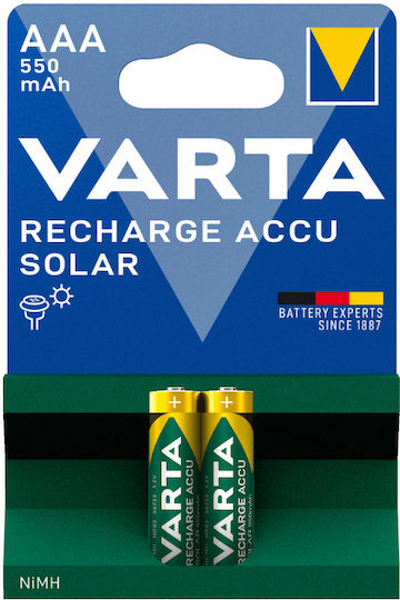 Varta Rechargeable Accu Solar Επαναφορτιζόμενες Μπαταρίες AAA Ni-MH 550mAh 1.2V 2τμχ