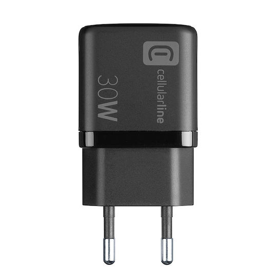 Cellular Line Φορτιστής Χωρίς Καλώδιο GaN με Θύρα USB-A και Θύρα USB-C 30W Power Delivery Μαύρος (Multipower Micro) - Image 3