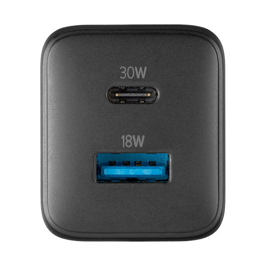 Cellular Line Φορτιστής Χωρίς Καλώδιο GaN με Θύρα USB-A και Θύρα USB-C 30W Power Delivery Μαύρος (Multipower Micro) - Image 4