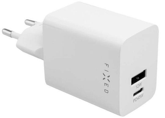 Fixed Φορτιστής Χωρίς Καλώδιο με Θύρα USB-A και Θύρα USB-C 45W Power Delivery Λευκός (Charge Mini S) - Image 2