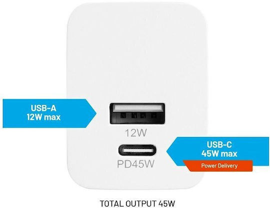 Fixed Φορτιστής Χωρίς Καλώδιο με Θύρα USB-A και Θύρα USB-C 45W Power Delivery Λευκός (Charge Mini S) - Image 5