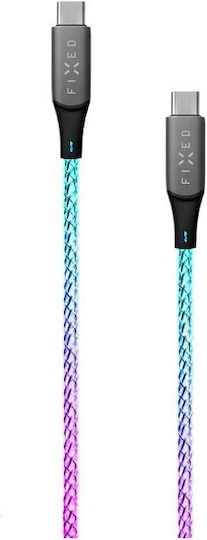 Fixed LED USB 2.0 Cable USB-C male - USB-C 60W Πολύχρωμο 1.2m - Image 2