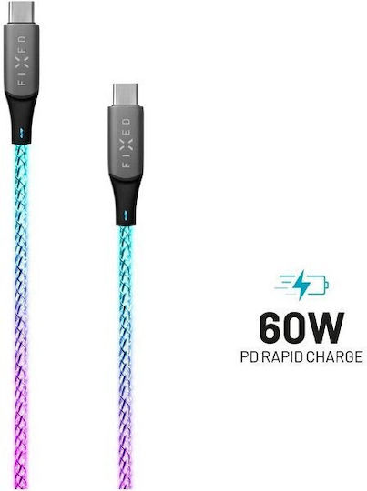 Fixed LED USB 2.0 Cable USB-C male - USB-C 60W Πολύχρωμο 1.2m - Image 7