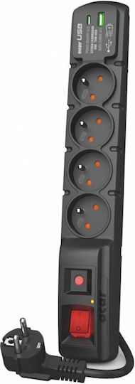 Acar Πολύπριζο Aσφαλείας 4 Θέσεων με 1 USB-A και Καλώδιο 1.5m W2439 - Image 2