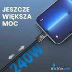 Extralink Braided USB 2.0 Cable USB-C male - USB-C 240W Μαύρο 2m - Image 4