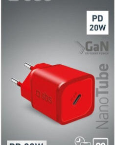 Alternative view of SBS Φορτιστής Χωρίς Καλώδιο GaN με Θύρα USB-C 20W Power Delivery Κόκκινος (TRGAN1C20R)