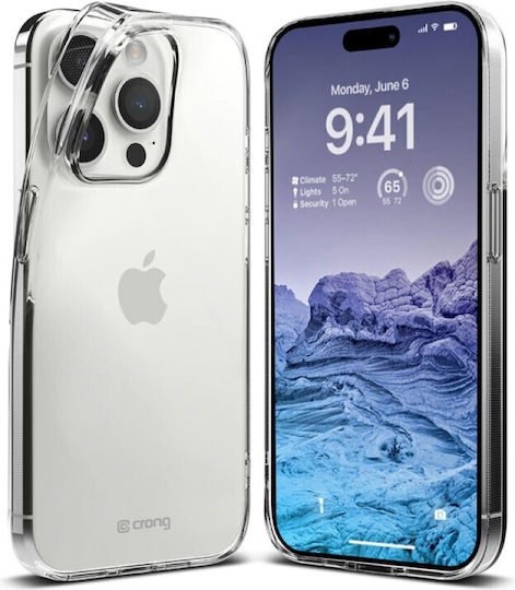 Crong Back Cover Σιλικόνης 0.8mm με Λουράκι Διάφανο (iPhone 15 Pro Max) CRG-CRSLIM-IP1567P-TRS - Image 2