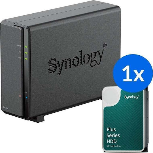 Synology DiskStation DS124 & 12TB Plus Series HDD NAS 12TB HDD/SSD