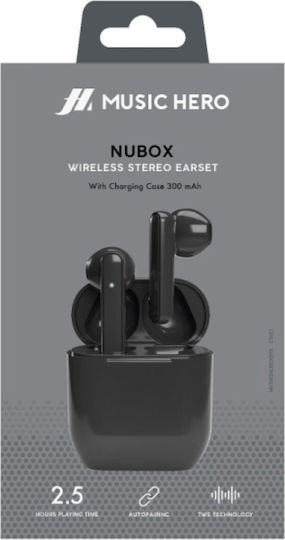 SBS Hero Nubox Earbud Bluetooth Handsfree Ακουστικά με Θήκη Φόρτισης Black - Image 2