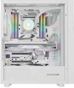 Natec Diaxid 605 Gaming Midi Tower Κουτί Υπολογιστή με Πλαϊνό Παράθυρο και RGB Φωτισμό Λευκό