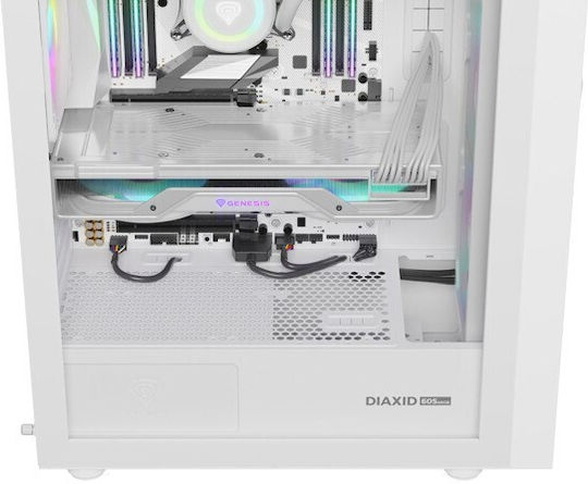 Natec Diaxid 605 Gaming Midi Tower Κουτί Υπολογιστή με Πλαϊνό Παράθυρο και RGB Φωτισμό Λευκό - Image 13