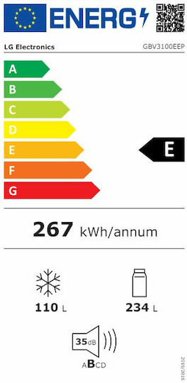 LG Ψυγειοκαταψύκτης 344lt Total NoFrost Υ186xΠ59.5xΒ68.2εκ. Μαύρος GBV3100EEP - Image 2