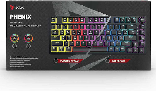 Savio Phenix ABS Ασύρματο Gaming Μηχανικό Πληκτρολόγιο 75% με Gateron Yellow Pro διακόπτες και RGB φωτισμό (Αγγλικό US) - Image 7