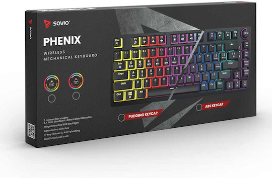 Savio Phenix ABS Ασύρματο Gaming Μηχανικό Πληκτρολόγιο 75% με Gateron Yellow Pro διακόπτες και RGB φωτισμό (Αγγλικό US) - Image 8