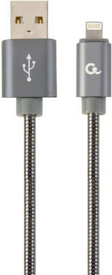 Cablexpert Braided USB to Lightning Cable Γκρι 2m (CC-USB2S-AMLM-2M-BG)