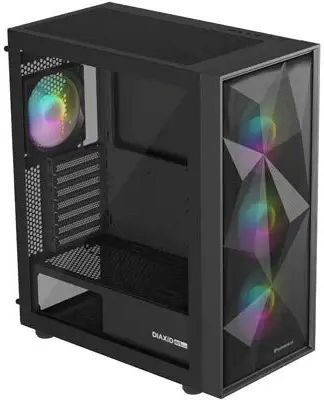 Natec Diaxid 605 Gaming Midi Tower Κουτί Υπολογιστή με Πλαϊνό Παράθυρο και RGB Φωτισμό Μαύρο - Image 2