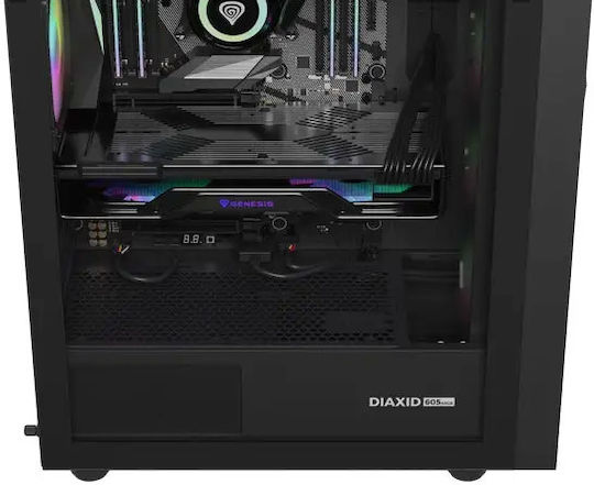 Natec Diaxid 605 Gaming Midi Tower Κουτί Υπολογιστή με Πλαϊνό Παράθυρο και RGB Φωτισμό Μαύρο - Image 3