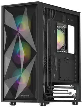 Natec Diaxid 605 Gaming Midi Tower Κουτί Υπολογιστή με Πλαϊνό Παράθυρο και RGB Φωτισμό Μαύρο - Image 4