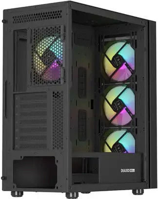 Natec Diaxid 605 Gaming Midi Tower Κουτί Υπολογιστή με Πλαϊνό Παράθυρο και RGB Φωτισμό Μαύρο - Image 9
