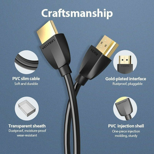 Vention HDMI 2.0 Cable HDMI male - HDMI male 1.5m Μαύρο 056379 - Image 4