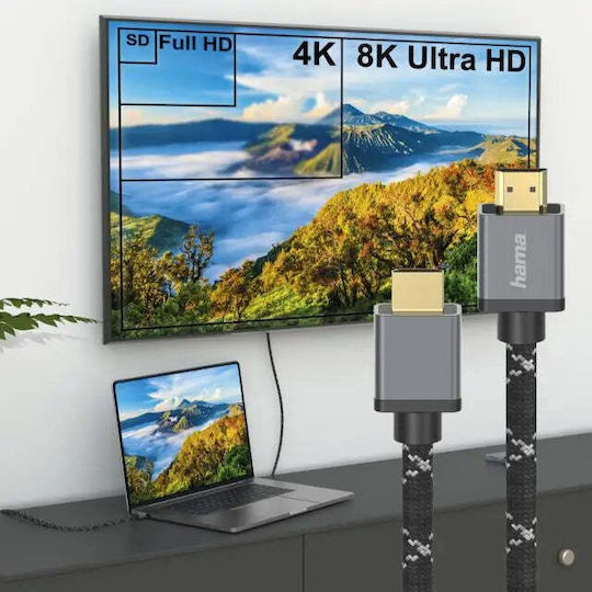 HAMA Ultra High Speed HDMI 2.1 Cable HDMI male - HDMI male 2m Μαύρο 00205239 - Image 4