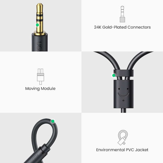 Ugreen Καλώδιο 3.5mm male - 2x RCA male Γκρι 0.25m (10547) - Image 5