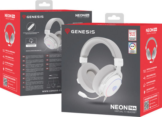 Genesis Neon 764 Over Ear Gaming Headset με σύνδεση USB Λευκό - Image 9