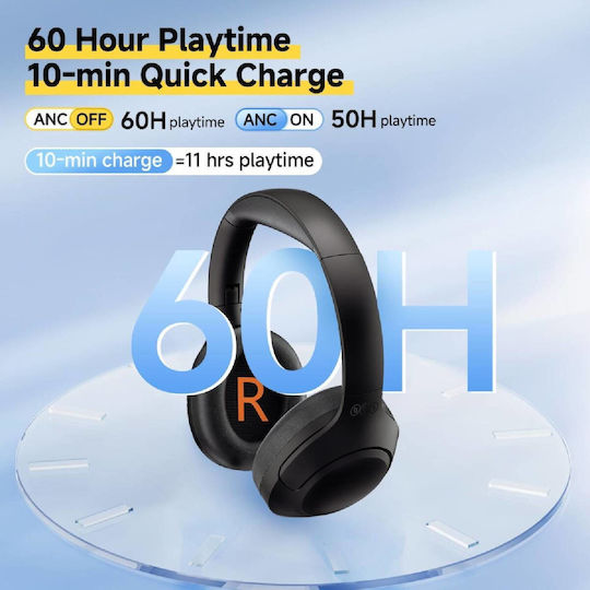 QCY H3 Lite ANC Ασύρματα / Ενσύρματα Over Ear Ακουστικά με 60 ώρες Λειτουργίας και Quick Charge Μαύρα - Image 5