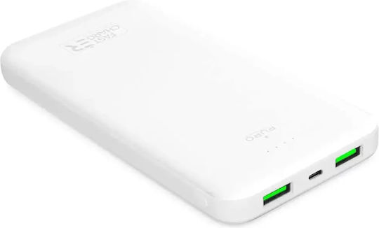 Puro Power Bank 10000mAh 12W με 2 Θύρες USB-A και Θύρα USB-C Λευκό