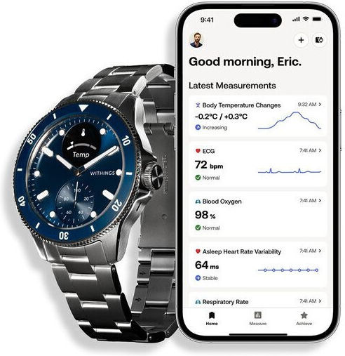 Withings Scanwatch Nova Stainless Steel 42mm Αδιάβροχο με Παλμογράφο (Dark Blue) - Image 6