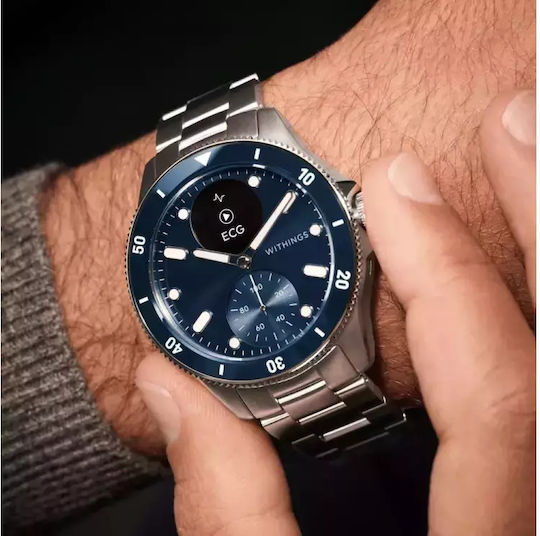 Withings Scanwatch Nova Stainless Steel 42mm Αδιάβροχο με Παλμογράφο (Dark Blue) - Image 3