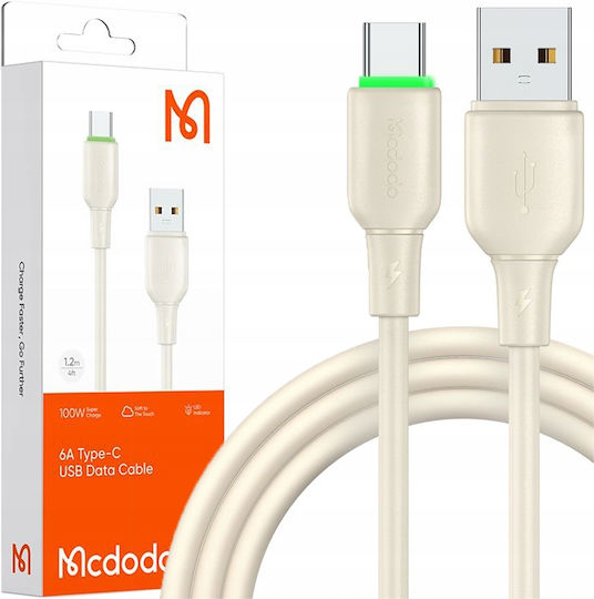 Mcdodo LED USB 2.0 Cable USB-C male - USB-A 100W Μπεζ 1.2m (CA-4750) - Image 3
