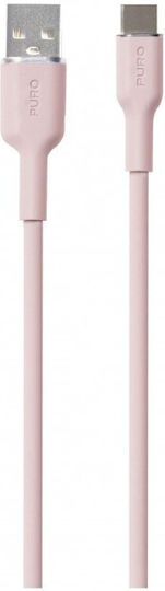 Puro Icon Soft USB 2.0 Cable USB-C male - USB-A 18W Ροζ 1.5m - Image 2