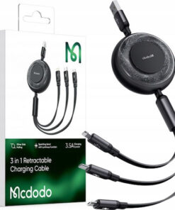 Alternative view of Mcdodo Flat / Retractable USB to Type-C / Lightning / micro USB Cable Μαύρο 1.2m (CA-3570)